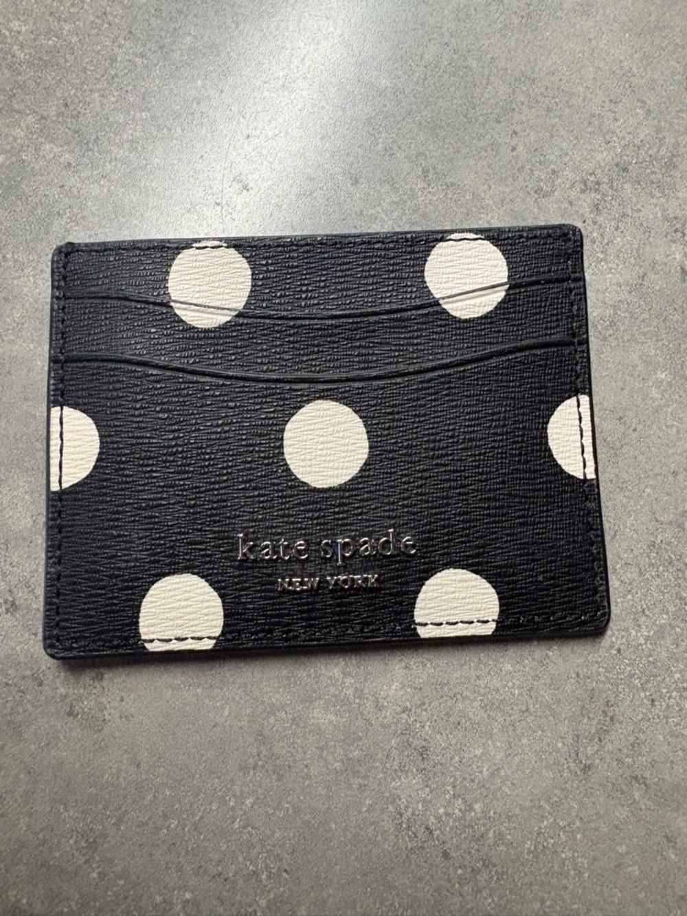 kate spade black with white polka dots card holder